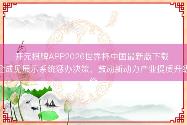 开元棋牌APP2026世界杯中国最新版下载 全成见展示系统惩办决策，鼓动新动力产业提质升级